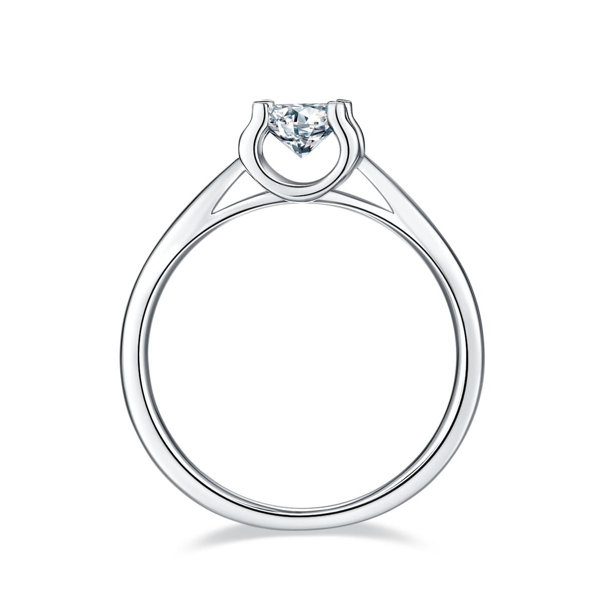 Straight arm sandwich cow head S925 silver plated platinum Moissanite women's ring 50 points D-grade
